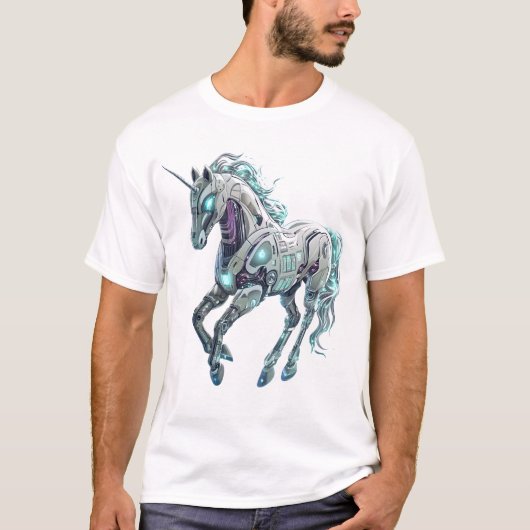 Technik-Roboter-Einhorn T-Shirt (Vorderseite)