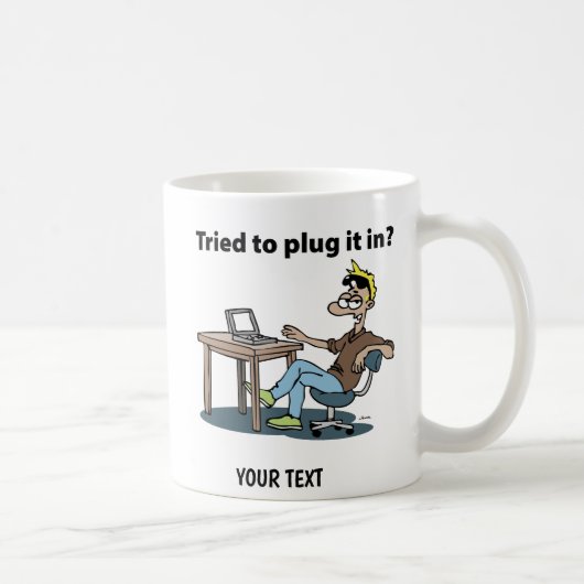 Technik-Support-Cartoon-Mann Kaffeetasse (Rechts)