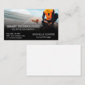 Techniker, der Solarzellen installiert | Power Ene Visitenkarte (Vorne/Hinten)