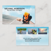 Techniker installiert Solaranlage auf Dach Visitenkarte (Vorne/Hinten)