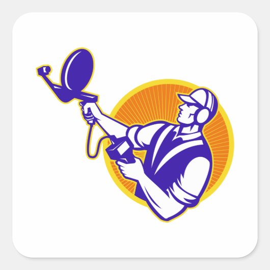 Techniker mit Ultraschall-Sonardiskette Quadratischer Aufkleber (Vorderseite)