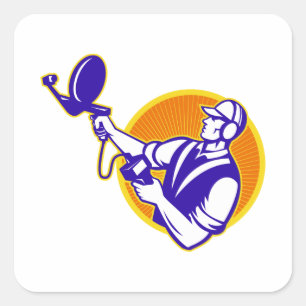 Techniker mit Ultraschall-Sonardiskette Quadratischer Aufkleber