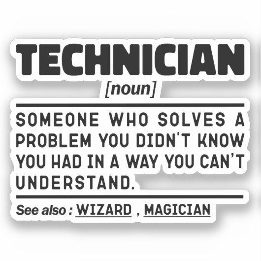 Techniker Noun Definition Laboratory Cool Worker Aufkleber (Vorderseite)