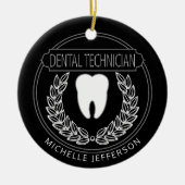 🦷 Techniker - Schwarz, Weiß und Silber Keramik Ornament (Vorne)