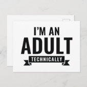 Technisch bin ich erwachsen postkarte (Vorne/Hinten)