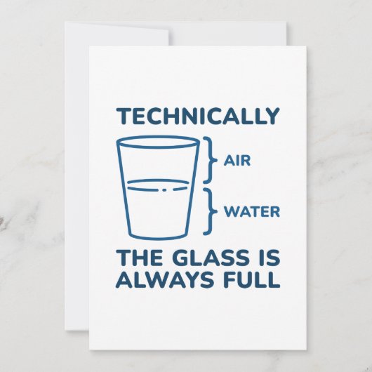 Technisch ist das Glas immer voll Dankeskarte (Vorderseite)