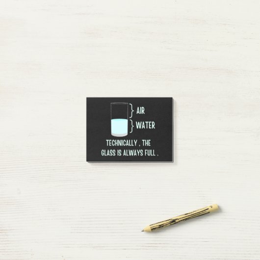 Technisch ist das Glas immer voll Post-it Klebezettel (Auf Schreibtisch)