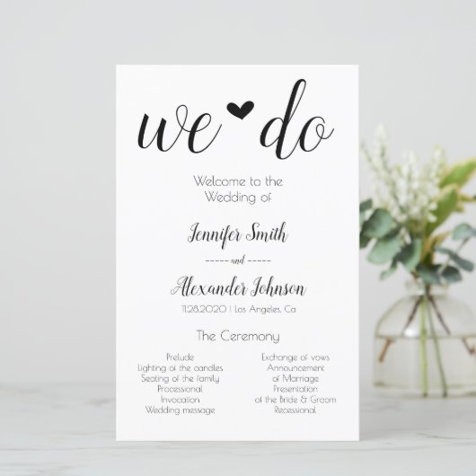Technisch minimalistisch machen wir Hochzeitsprogr (Stehend Vorderseite)