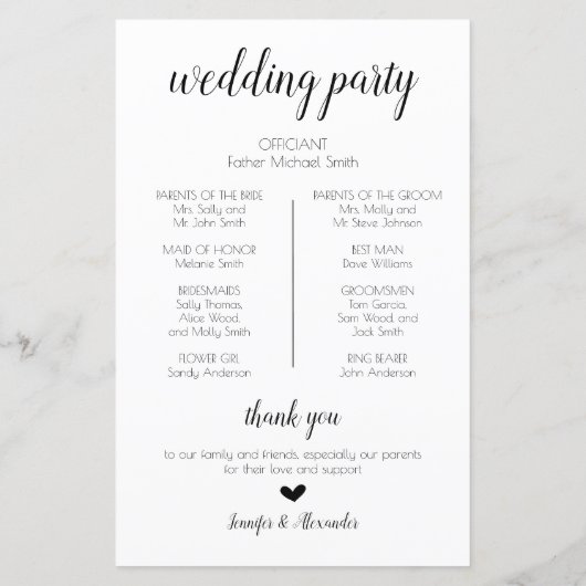 Technisch minimalistisch machen wir Hochzeitsprogr (Rückseite)