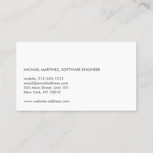 TECHNISCHE COMPUTER-SCHRIFTART-Visitenkarte Visitenkarte (Rückseite)