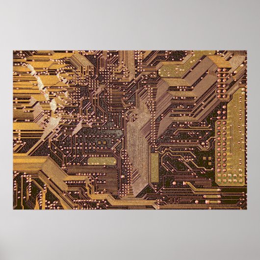 Technische Elektronik für das Gold Cyber-Schaltbre Poster (Vorne)