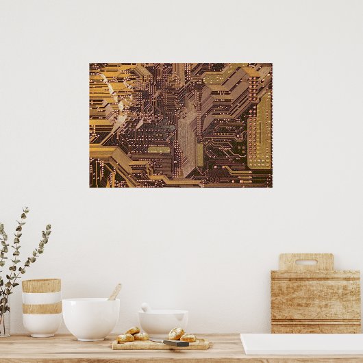 Technische Elektronik für das Gold Cyber-Schaltbre Poster (Küche)
