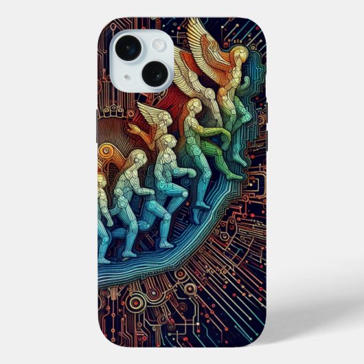 Technische Evolution: Futuristische Schwarz-Weiß-K Case-Mate iPhone Hülle (Rückseite)