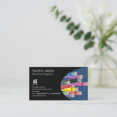 Technische farbige Computerkabel des Netzwerkingen Visitenkarte (Stehend Vorderseite)