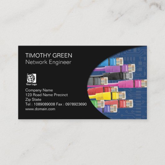 Technische farbige Computerkabel des Netzwerkingen Visitenkarte (Vorderseite)