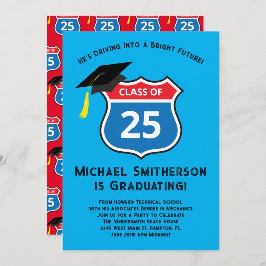 Technische Graduierung Einladung (Vorne/Hinten)