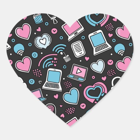 Technische Liebe Herz-Aufkleber (Vorderseite)