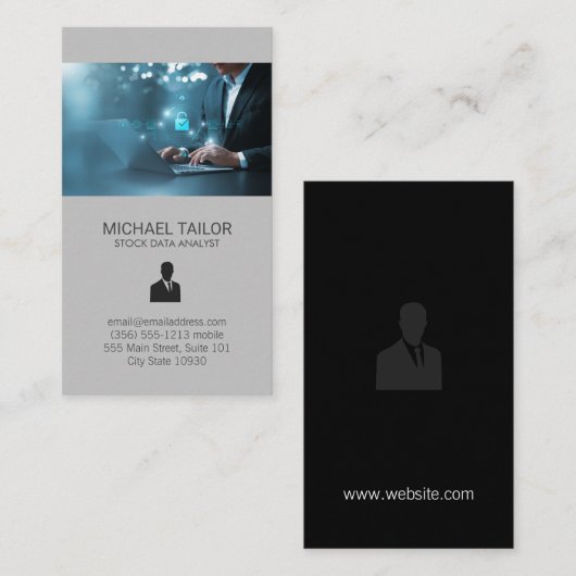 Technische Netzwerkdatenanalyse am Computer Visitenkarte (Vorne/Hinten)