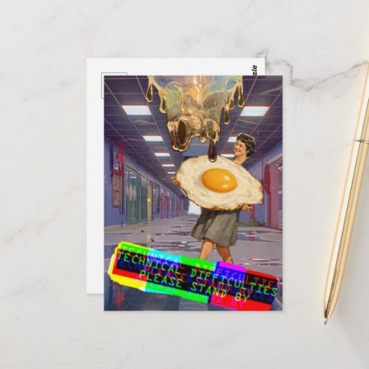 Technische Schwierigkeiten Bitte Warten Sie Collag Postkarte (Vorderseite/Rückseite Beispiel)