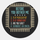 Technische Unterstützung für Informationstechnolog Runder Aufkleber (Vorderseite)