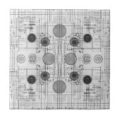 Technische Zeichn-Pläne Weißes Design Fliese (Vorderseite)
