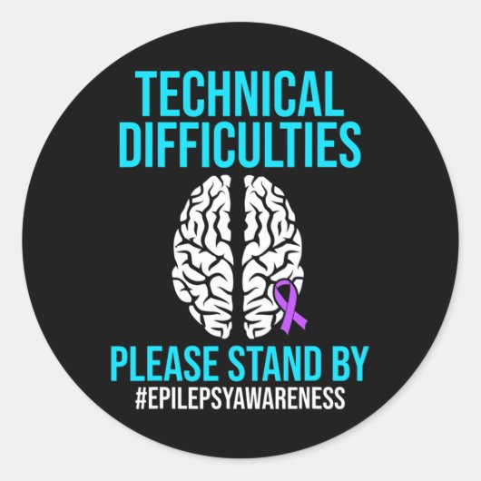Technischer Epileptischer Krieger Epilepsiebewusst Runder Aufkleber (Vorderseite)