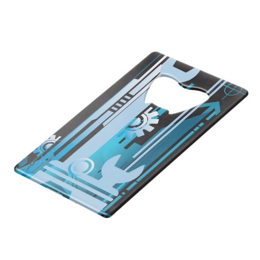 Technischer Halbtonhintergrund 3 Geldbeutel Flaschenöffner (Vorderseite Schrägansicht)