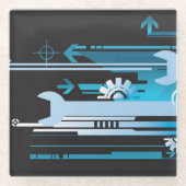 Technischer Halbtonhintergrund 3 Glasuntersetzer (Vorderseite)