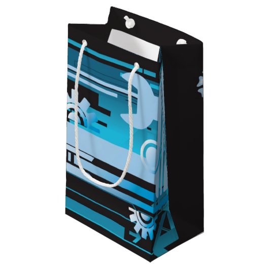 Technischer Halbtonhintergrund 3 Kleine Geschenktüte (Vorderseite Schrägansicht)