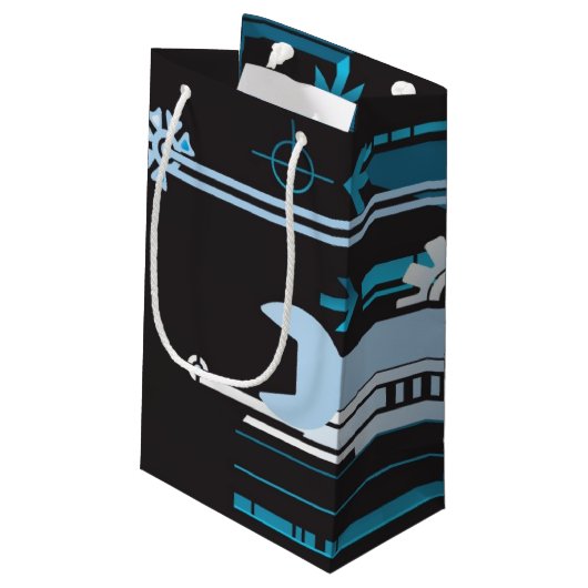 Technischer Halbtonhintergrund 3 Kleine Geschenktüte (Rückseite Schrägansicht)