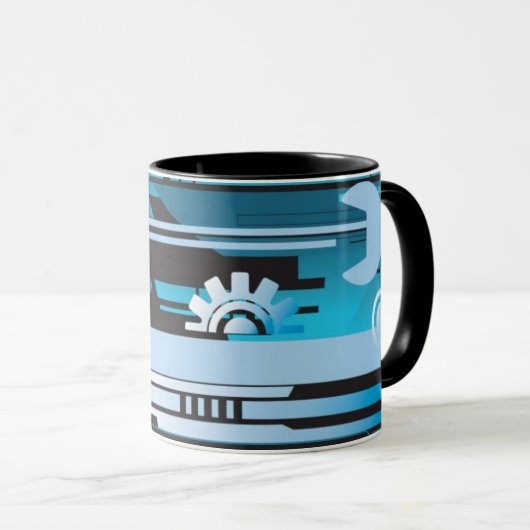 Technischer Halbtonhintergrund 3 Tasse (VorderseiteRechts)