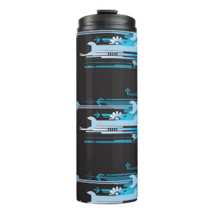 Technischer Halbtonhintergrund 3 Thermosbecher