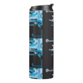 Technischer Halbtonhintergrund 3 Thermosbecher (Nach links gedreht)