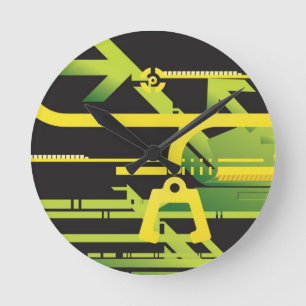 Technischer Halbtonhintergrund 4 Runde Wanduhr