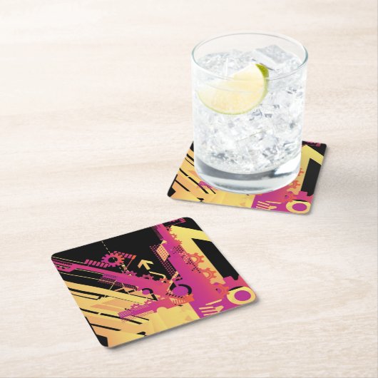 Technischer Halbtonhintergrund 7 Rechteckiger Pappuntersetzer (Vor Ort)