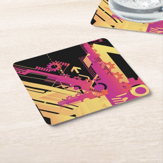 Technischer Halbtonhintergrund 7 Rechteckiger Pappuntersetzer (angewinkelt)