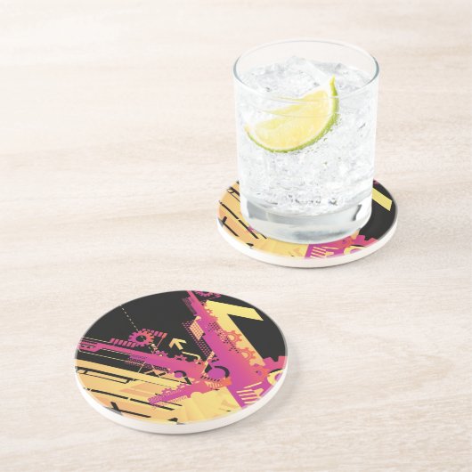 Technischer Halbtonhintergrund 7 Sandstein Untersetzer (Seite)