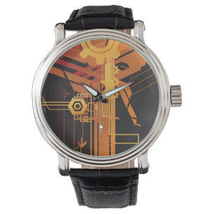 Technischer Halbtonhintergrund Armbanduhr