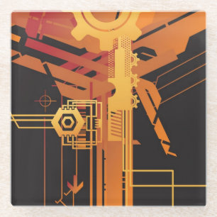 Technischer Halbtonhintergrund Glasuntersetzer