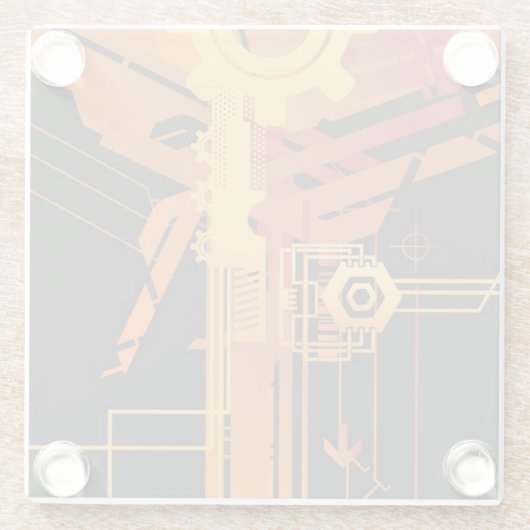 Technischer Halbtonhintergrund Glasuntersetzer (Rückseite)