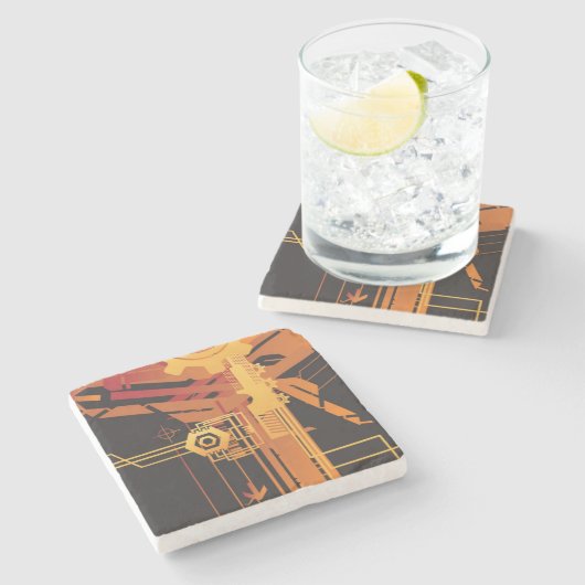 Technischer Halbtonhintergrund Steinuntersetzer (Seitenansicht)