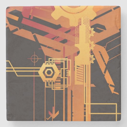 Technischer Halbtonhintergrund Steinuntersetzer (Vorderseite)