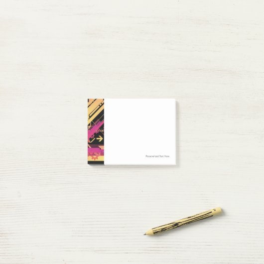 Technischer Halftone-Hintergrund 7 Post-it Klebezettel (Auf Schreibtisch)