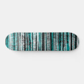 Technischer Niedergang - Schwarz und Weiß auf Cyan Skateboard (Horizontal)