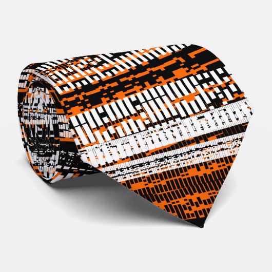 Technischer Niedergang - Schwarz, Weiß und Orange Krawatte (Gerollt)