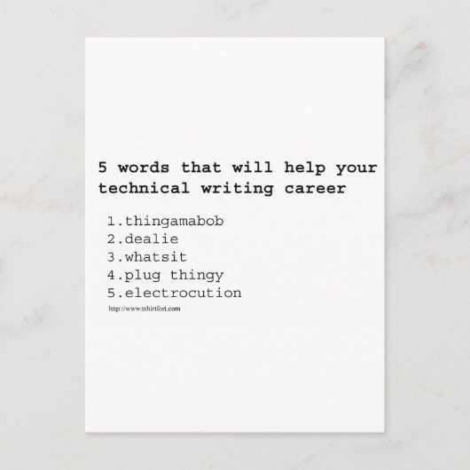 Technischer Schriftsteller Postkarte (Vorderseite)