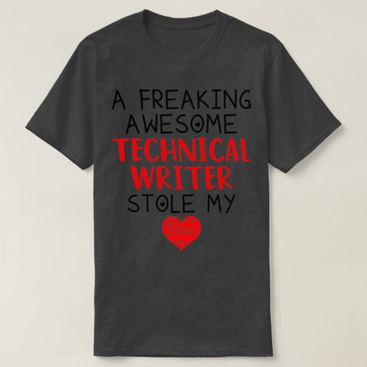 Technischer Schriftsteller Valentines Funny Red He T-Shirt (Design vorne)