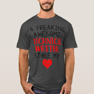 Technischer Schriftsteller Valentines Funny Red He T-Shirt