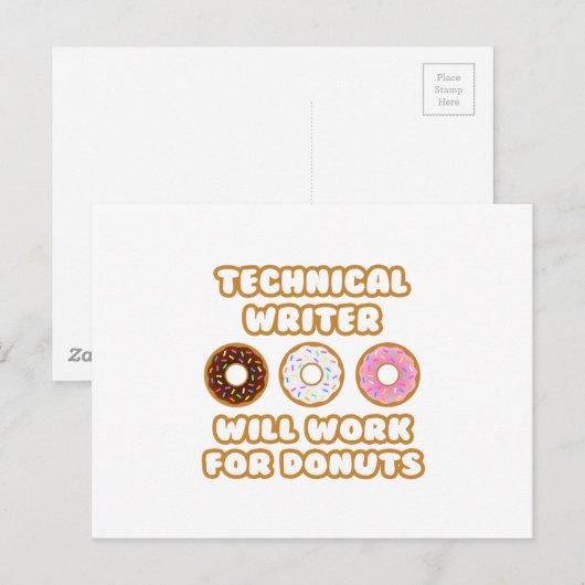 Technischer Schriftsteller .. Wird für Donuts arbe Postkarte (Vorne/Hinten)