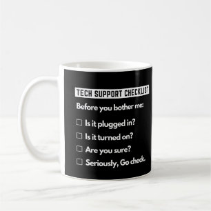 Technischer Support-Checkliste Lustiger Computer-G Kaffeetasse